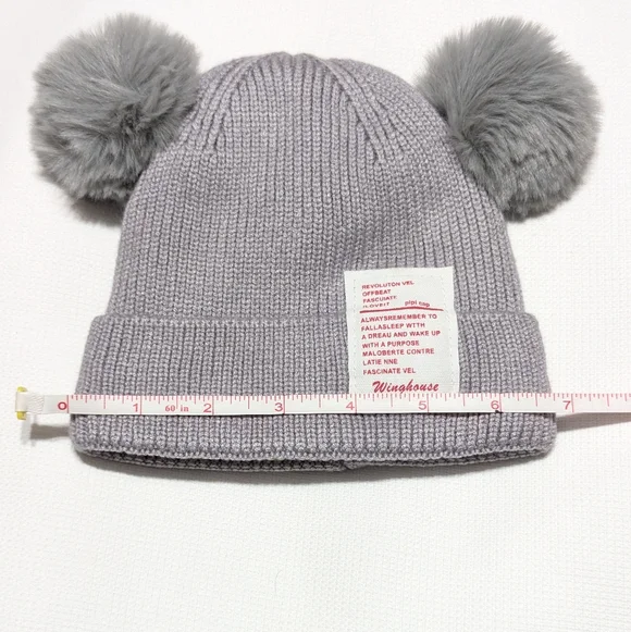 WingHouse Gray Pom-Pom Knit  Beanie for Infants - Picture 5 of 7